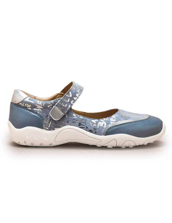 Babies imprimées scratchées cuir grande largeur (bleu ciel)