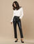 Nauwsluitende 7/8-broek, gecoat aspect (zwart)