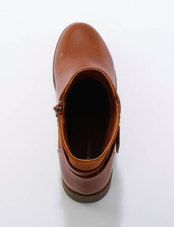 Boots met rits, riempjes en fantasiegespen (karamel)