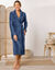 Peignoir in fleece met pluchetouch - 115 cm lang, lange mouwen (blauw)