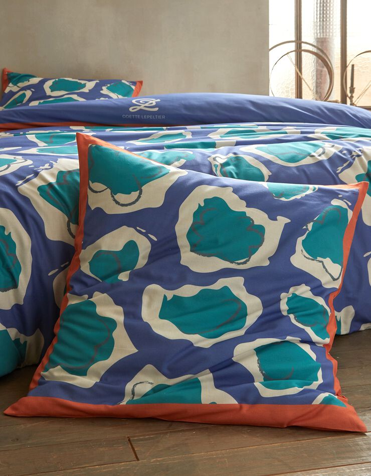 Bedrukt bedlinnen, collectie Odette Lepeltier (blauw / groen)