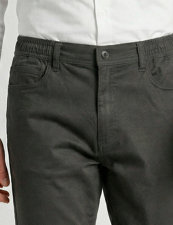 Pantalon droit 5 poches &eacute;lastiqu&eacute; c&ocirc;t&eacute;s - L30 (anthracite)