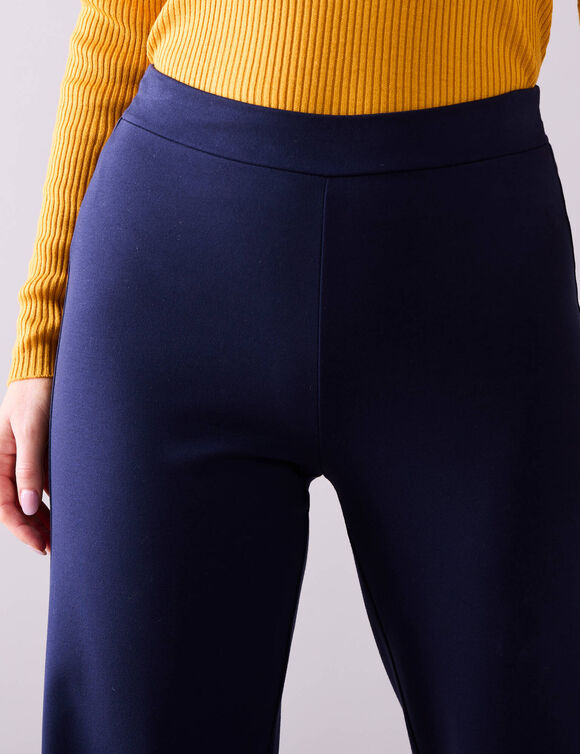 Pantalon droit large, maille milano (marine)
