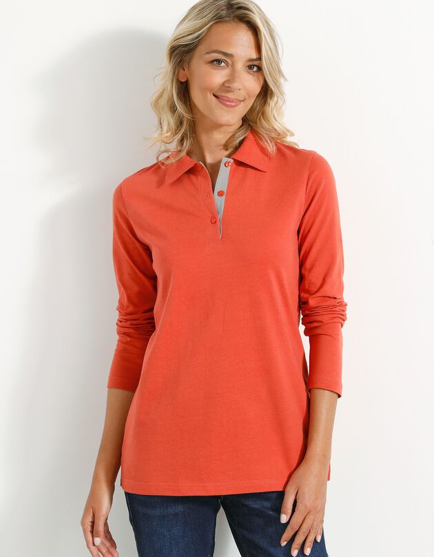 Polo bicolore maille jersey (orange / gris)
