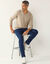 Pull pur coton col V manches longues (taupe chiné)