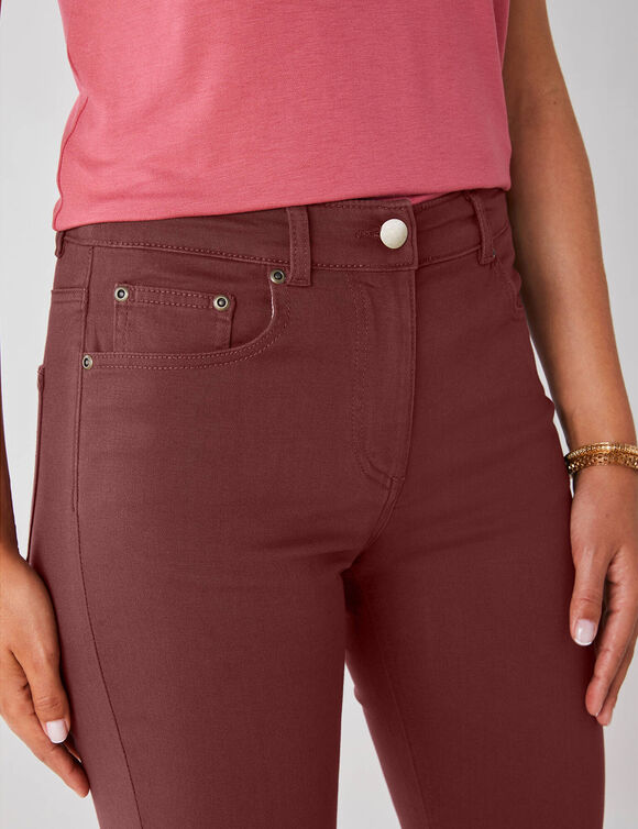 Pantalon droit stretch uni (chocolat)