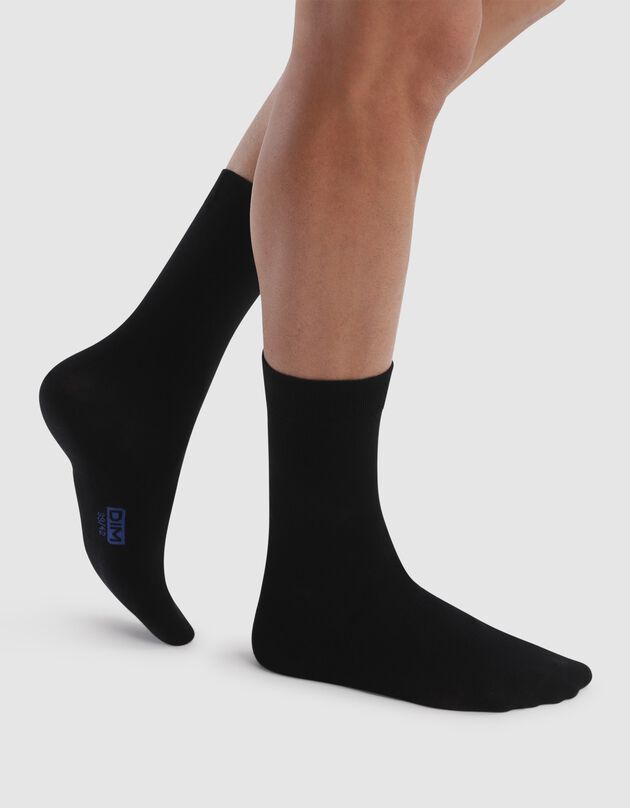 Mi-chaussette coton - lot de 3 (noir)