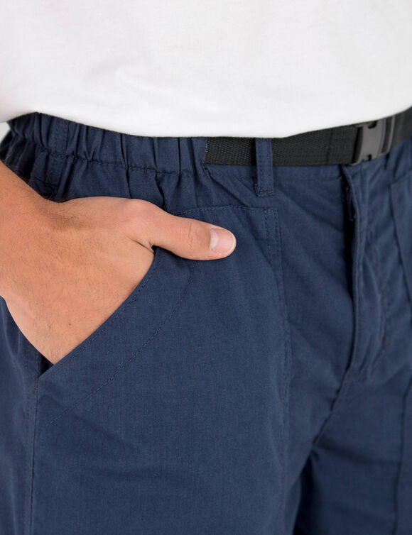 Pantalon 3/4 &eacute;lastiqu&eacute; + ceinture assortie (bleu marine)