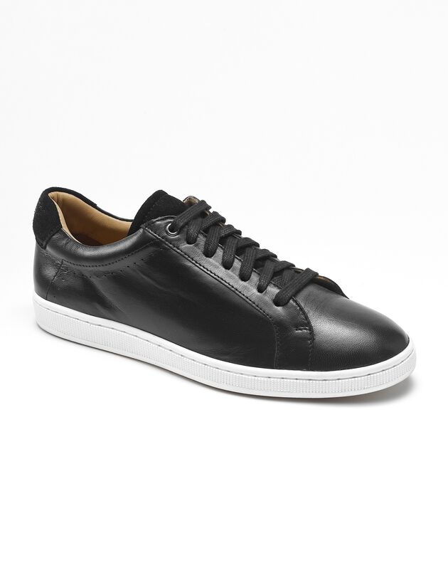 Leren sneakers in 2 materialen - zwart (zwart) Leren sneakers in 2 materialen - zwart (zwart)