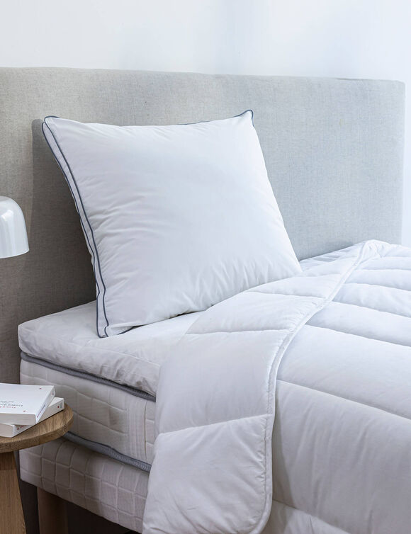Oreiller percale coton Qualigel moelleux (blanc)