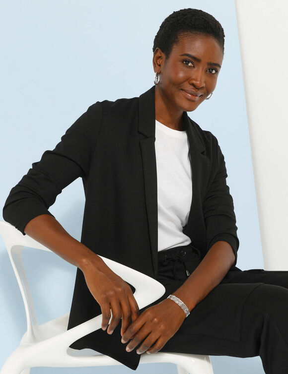 Veste blazer, maille milano (noir)