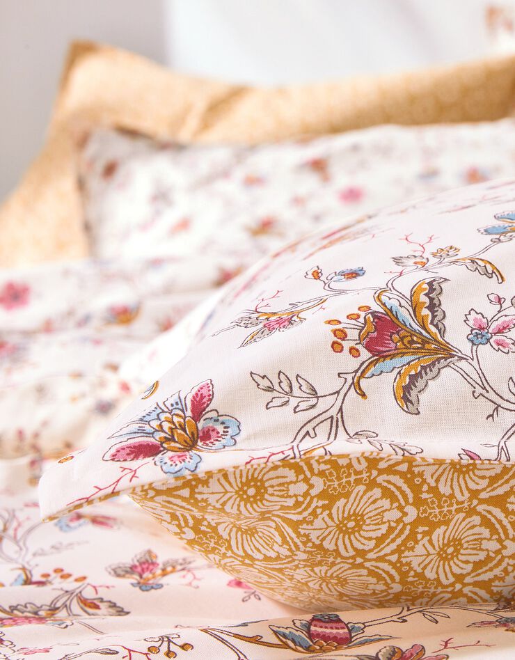 Bedlinnen Margaux in katoen met bloemenprint (ecru)