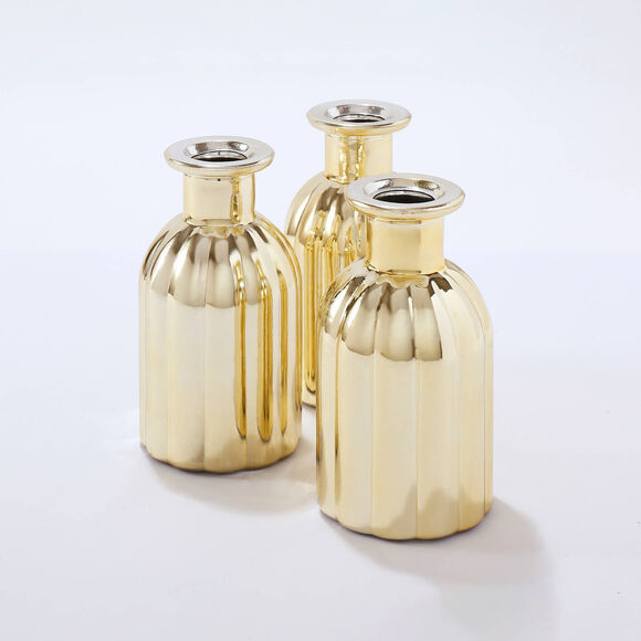 Glazen bloemenvazen - set van 3 (goudkleurig)