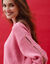 Pull loose manches ajour&eacute;es &agrave; boutons-coeurs fantaisie (rose)