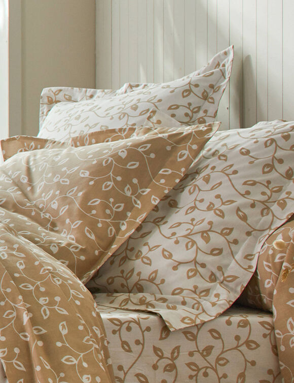 Linge de lit Héritage flanelle à motifs volutes (blanc / beige)