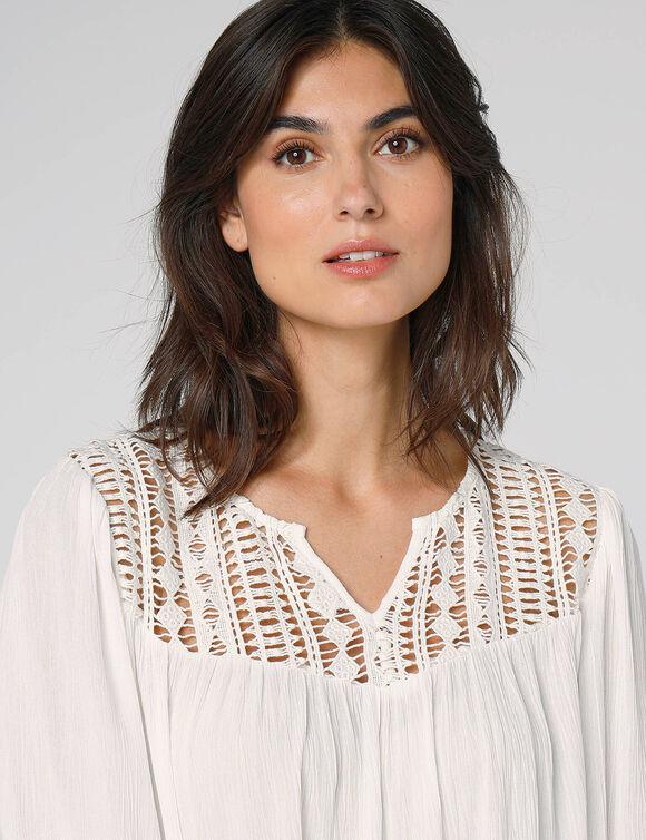 Blouse macramé manches 3/4 (écru)