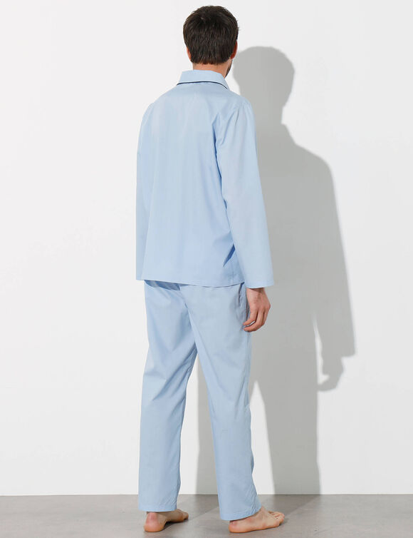 Pyjama in effen popeline van polyester/katoen (lichtblauw)