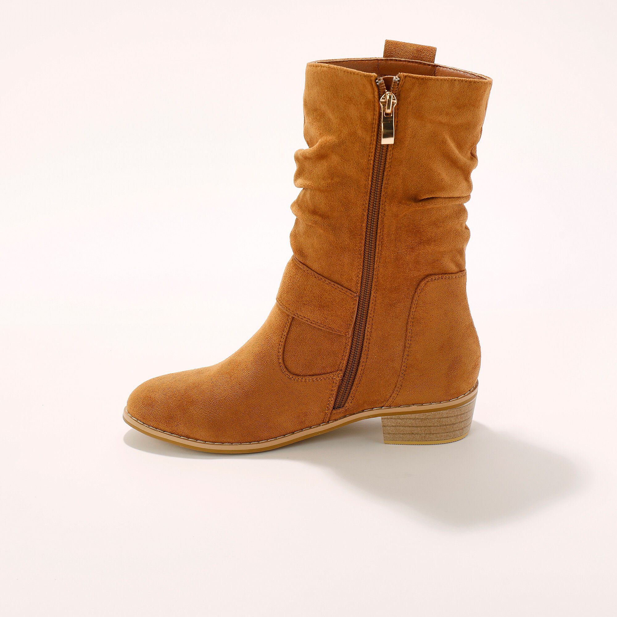 Bottes plissées camel best sale