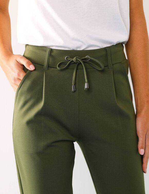 Effen chino broek, milanotricot (kaki)