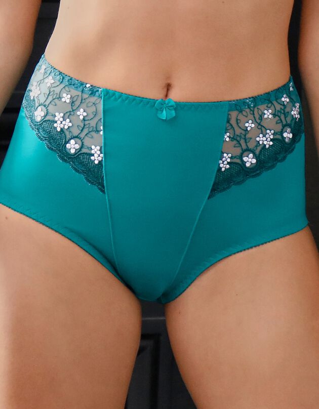 Gainette microfibre tulle brodé Caminata (émeraude)