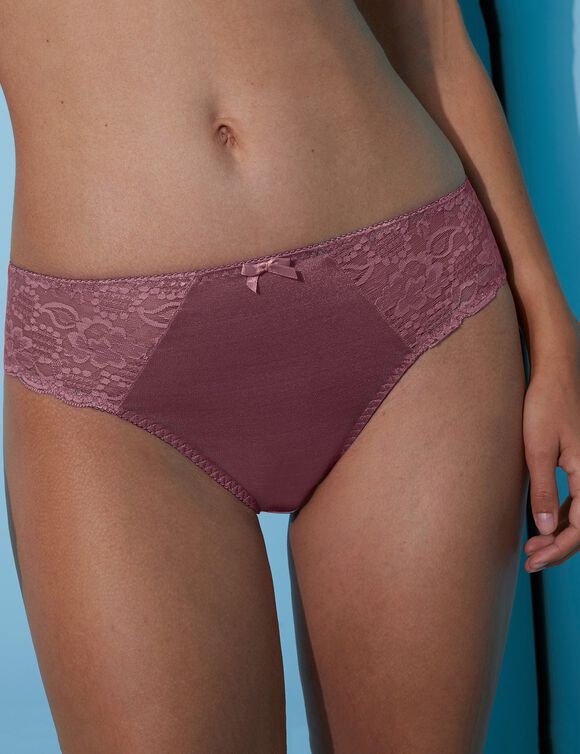 Culotte maille satinée et dentelle Avila - lot de 2 (pourpre + cuivre)