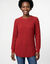 Pull tunique &eacute;vas&eacute; col rond, maille anglaise (framboise)