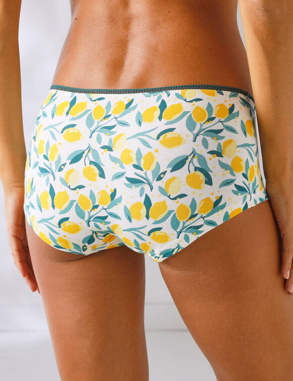 Shorty coton stretch imprimé "citrons" - lot de 4 (jaune)