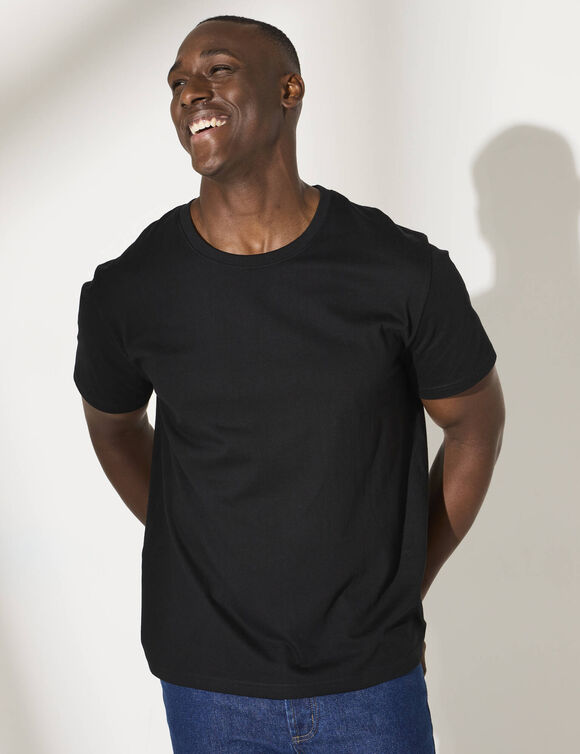 T-shirt col rond manches courtes - lot de 3 (noir)