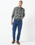 Extralang geruit hemd in flanel (blauw)