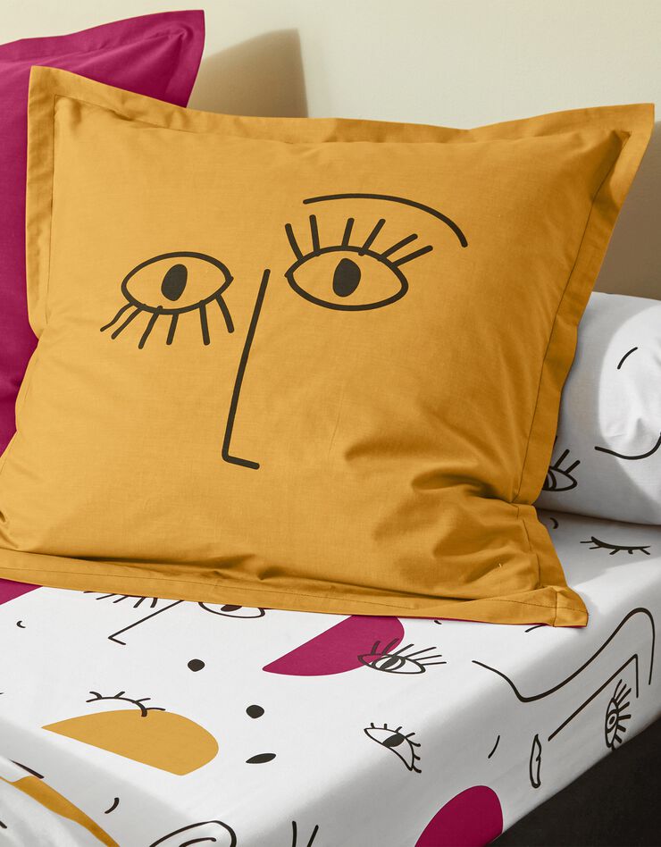 Linge de lit Vitaly coton à motifs visages, blanc Linge de lit Vitaly coton à motifs visages, blanc, hi-res image number 4