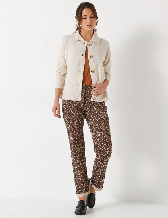 Gilet veste boutonné, polyester recyclé** (beige chiné)