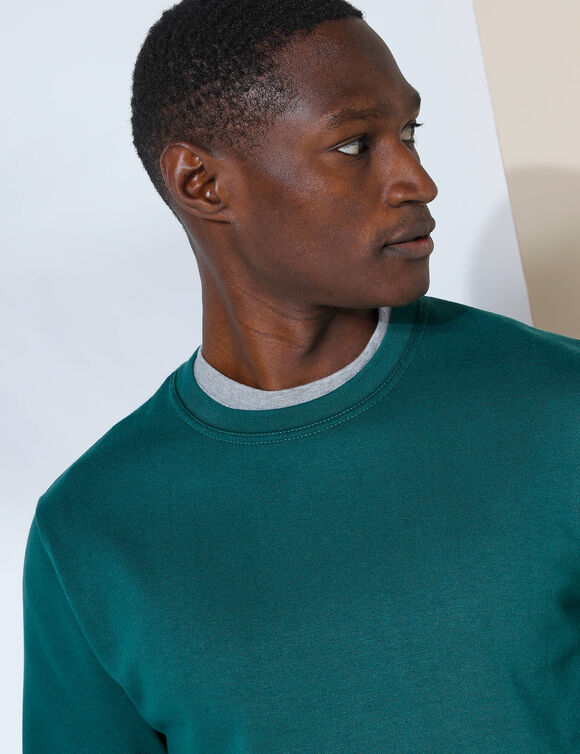 Sweater in molton met ronde hals (dennengroen)