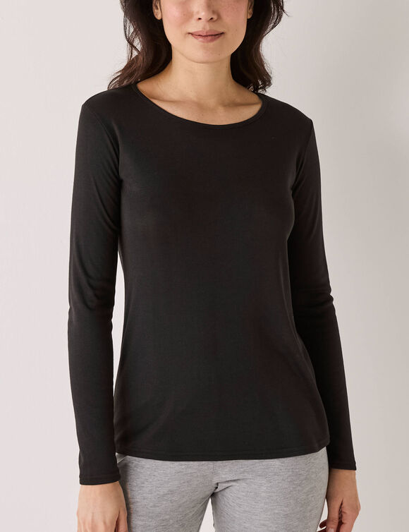 Thermisch T-shirt met ronde hals - lange mouwen (zwart)