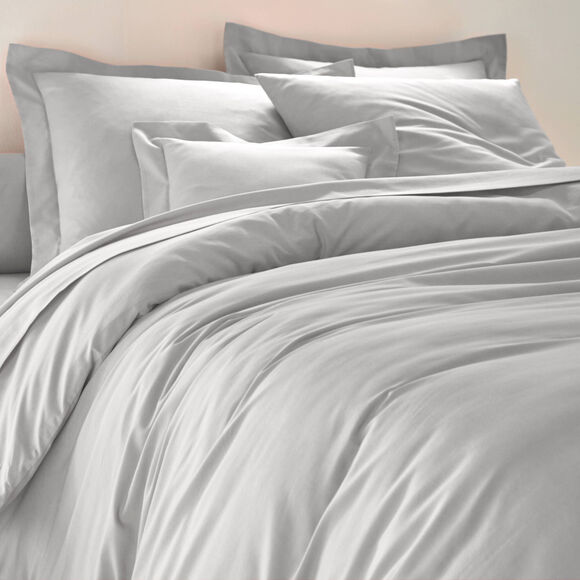 Linge de lit uni polyester-coton Colombine (gris perle)