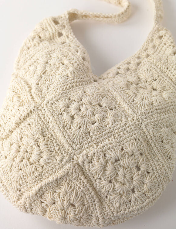 Sac crochet&eacute; en coton (naturel)