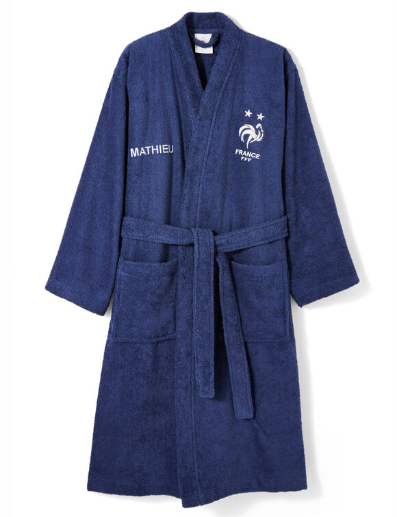 Badjas volwassenen FFF®, personaliseerbaar (blauw)