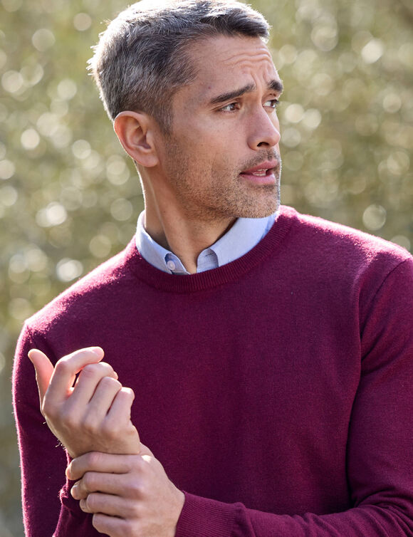 Pull uni col rond (bordeaux)