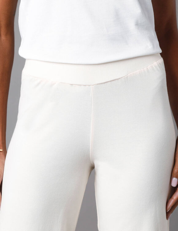 Pantalon large stretch, taille élastiquée (écru)