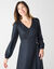 Robe longue fluide col V unie (zwart)