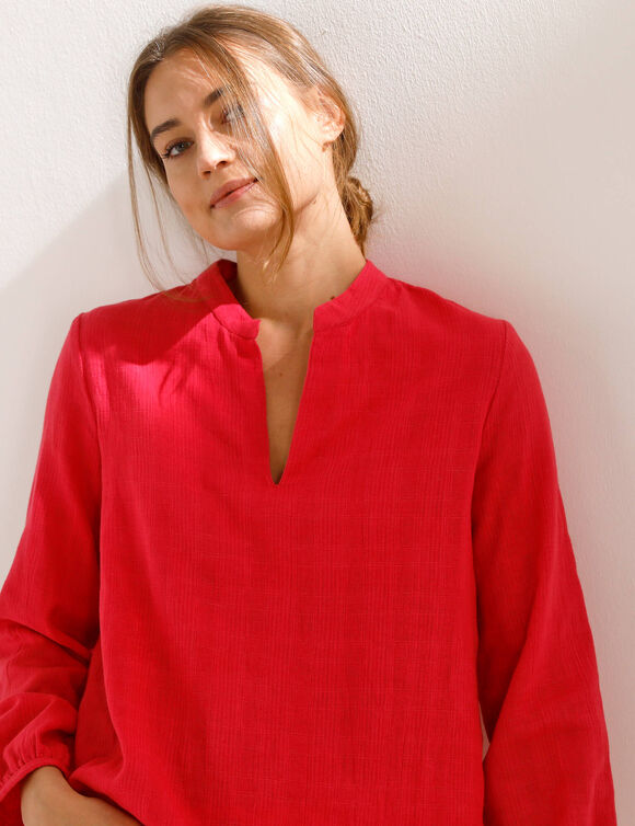 Tunique unie col tunisien  (framboise)