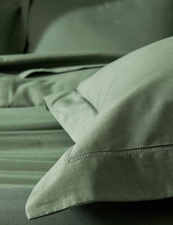 Linge de lit uni polyester-coton Colombine (eucalyptus)
