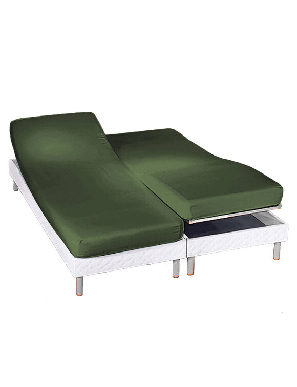 Drap-housse uni sommier articulé jersey bonnets 27 cm (eucalyptus)