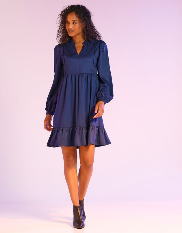 Robe courte smockée (indigo)
