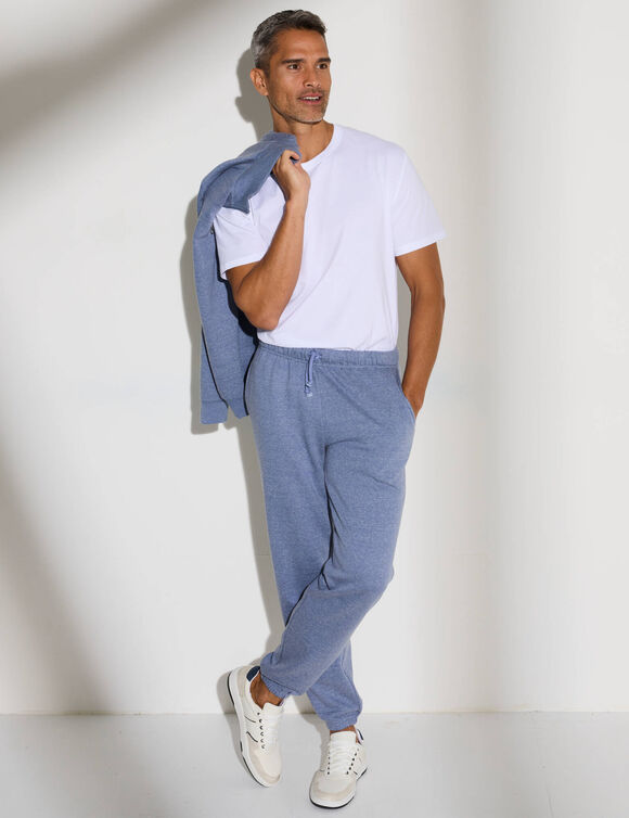 Pantalon jogging molleton bas élastiqué (bleu jean)