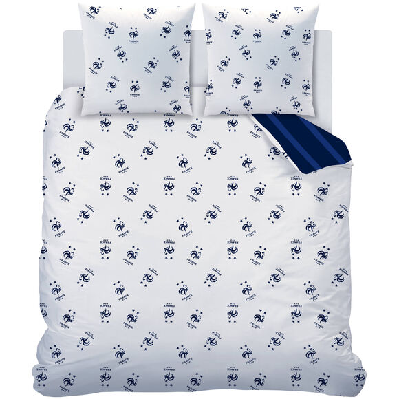 Parure de lit imprimée FFF - coton (bleu)