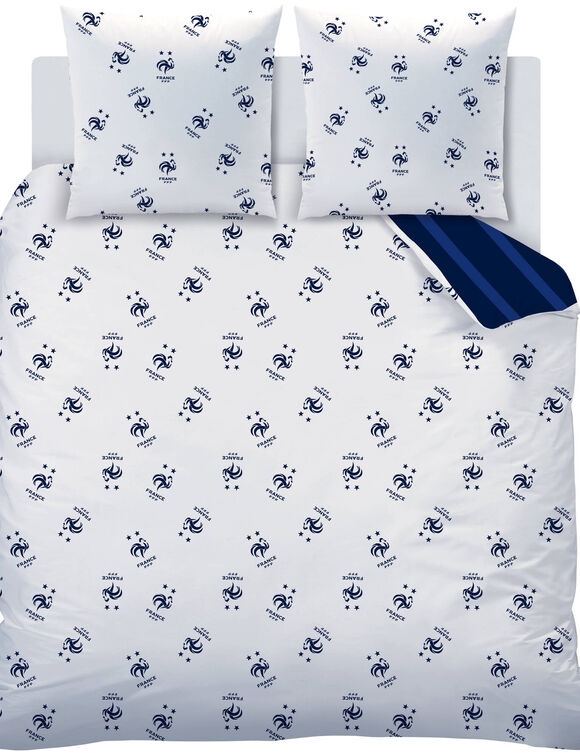Parure de lit imprimée FFF - coton (bleu)