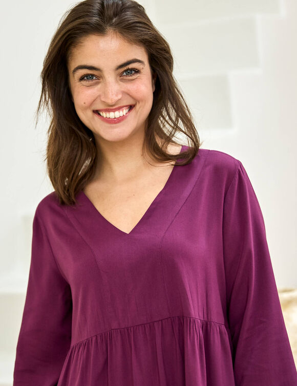 Chemise de nuit courte en viscose  (prune)