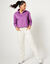 Sweater met opstaande ritskraag in geruwd molton (paarsrood)