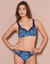 Olbia-beha met bloemprint en geborduurd detail &ndash; met beugels (blauw)