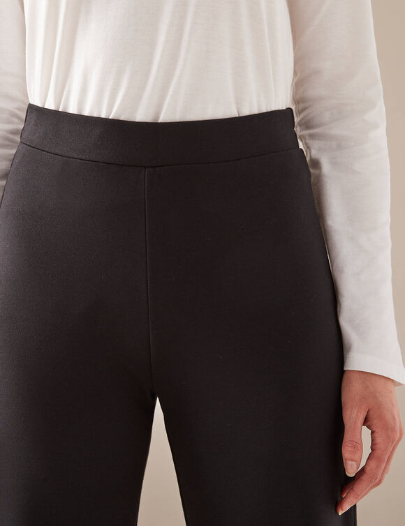 Pantalon droit large, maille milano (noir)